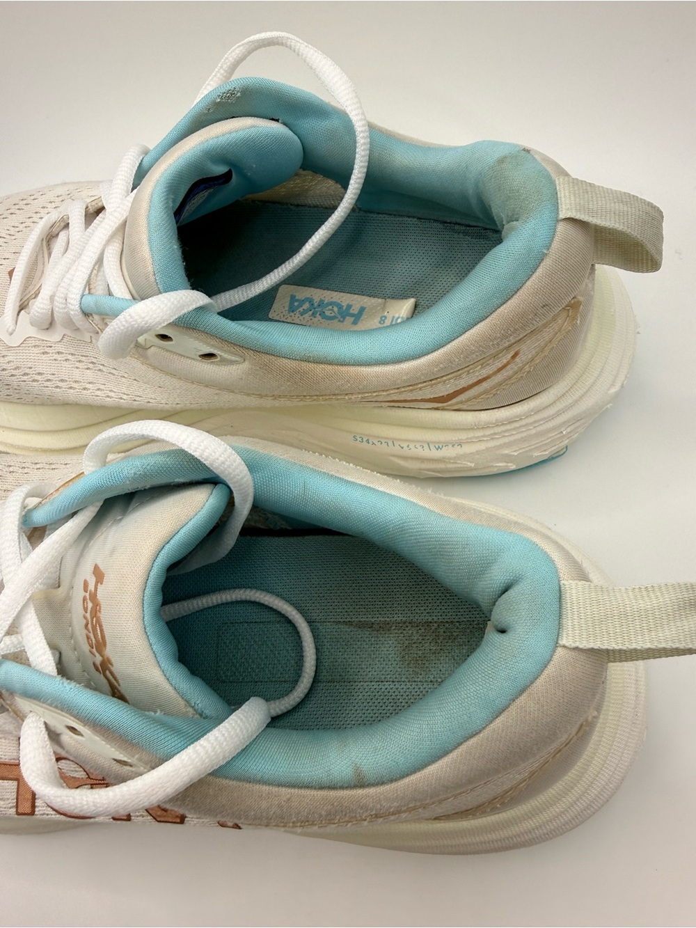 HOKA Bondi 8 Rose Gold White Womens‎ Running Walking Athletic Sneakers Size 8.5 - Picture 4 of 16